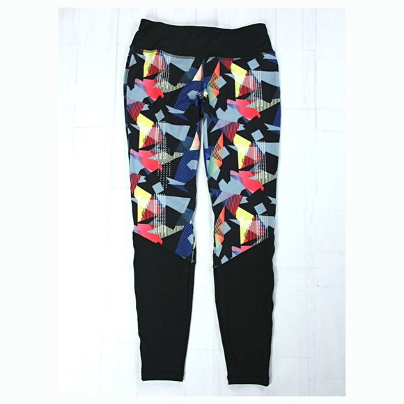 NEW Crivit Workout Athletic Active Leggings Pants Stretch Bright Abstract - Sm - Picture 2 of 7